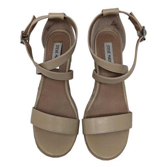 Steve‎ Madden Montauk Espadrille Natural Strappy Sandal Platform Wedge Size 8 - Picture 3 of 9